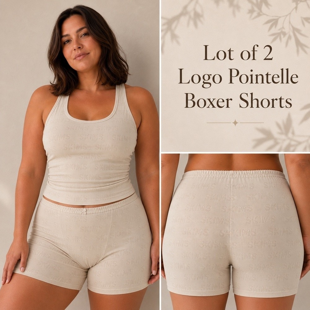 SKIMS Lot of 2 Lace Pointelle Boxer Shorts Bone 4X